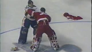 Curtis Joseph vs Tim Cheveldae ( Goalie fight ) & Jim Cummins vs Kelly Chase - Wings vs Blues Brawl