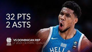 Giannis Antetokounmpo 32 pts 2 asts vs Dominican Rep 2024 Olympic Qualis