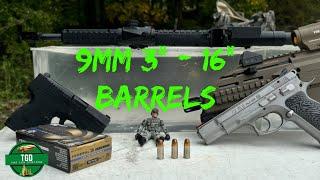 9mm Federal HST 124gr Clear Ballistics Gel Test Comparing Barrel Lengths From 3” to 16”