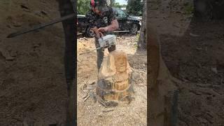 Chainsaw carving a Buddha #buddha #stihl #chainsaw #peace #art #diy #woodworking #extreme #woodart