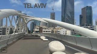 Walking along the Yehudit Bridge and Rothschild Boulevard Tel Aviv | 4K