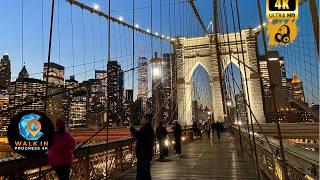 Brooklyn Bridge Sunset Walk  [NYC ] 4K Fall Colours & Manhattan Skyline