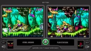 Rayman 1 (Atari Jaguar vs Playstation) Side by Side Comparison