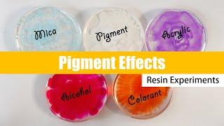 Effects of Colorant Alcohol Ink Acrylic Paint Pigment and Mica Powder in Resin