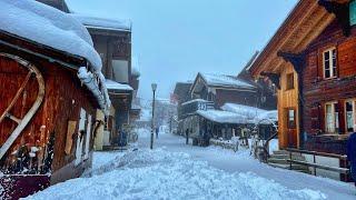 Snowy walk in Switzerland countryside -The most beautiful Swiss villages - Winter wonderland