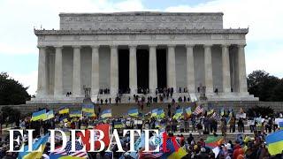 Manifestación en el Lincoln Memorial de Washington en apoyo a Ucrania