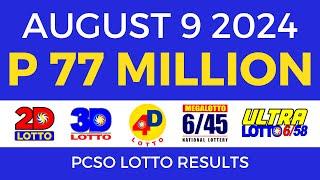 Lotto Result Today 9pm August 9 2024 | PCSO Complete