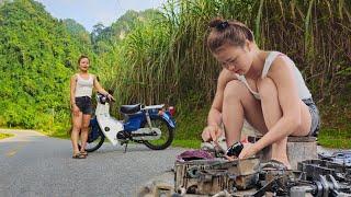 Genius girl repairs and restores entire super cub motorbike with 50cc single cylinder engine
