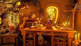 Medieval Alchemist Ruin in the Autumn Forest Ambience Nature & Leaves Rustle Sounds ‍️ Witch ASMR