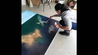 ABSTRACT PAINTING CREATION PROCESS | 140x160 cm