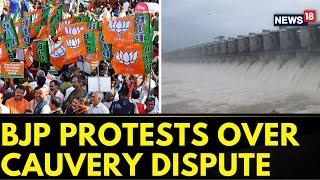 Karnataka News | BJP Leaders Stage Protest Over Cauvery Water Dispute | Mandya Protest | News18