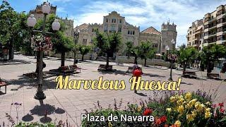 [4k] Exploring Huesca's Old Town:  From Plaza Navarra to Monastery de San Pedro and the Cathedral