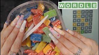 ASMR WORDLE & Gummy Candy Eating on iPad | Whispered Game Play