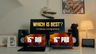 15" MacBook Air vs 16" MacBook Pro for Video Editing｜2 Minute Comparison