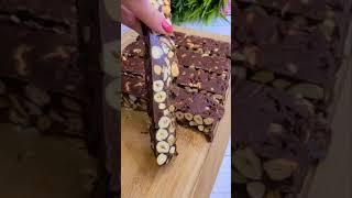 Homemade Chocolate Nougat with Nuts 
