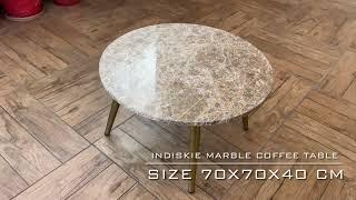 Indiskie Art Deco Luxury Natural Italian Marble Coffee Table Brass Inlay Stainless Steel Tables