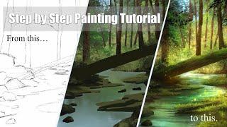 How to paint a 4k highly detailed magical forest - Procreate Tutorial