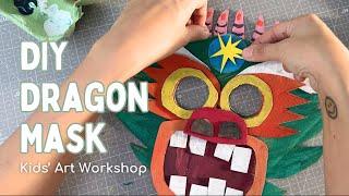 Making a Dragon Mask with cardboard  | art workshop vlog | craft idea for kids