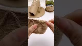 مزهرية بخيط الخيش وعلبة بلاستيك مسترجعة.jute DIY