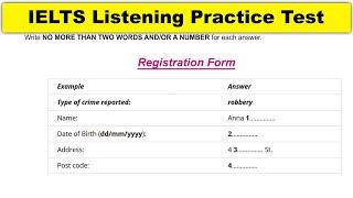 Registration Form IELTS Listening Test With Answer | IELTS Listening Recent Actual Test with Answers