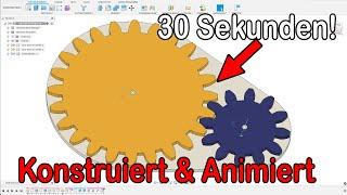 Zahnrad in 30 Sekunden erstellen und Animieren Fusion 360 Tutorial Deutsch CAD