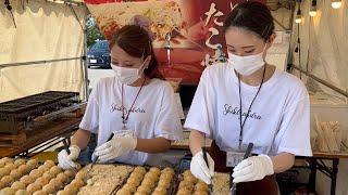 Japanese street food - cooking takoyaki