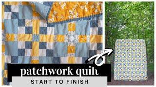 Patchwork quilt - a traditional pattern with modern fabrics | fussy cutting fabric + hand quilting