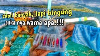 mancing cumi-cumi sore hari dengan umpan egi di spot karang dangkal