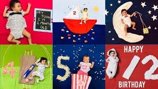 Baby Monthly Birthday Celebration ideas at home | Baby photoshoot ideas at home