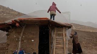 The mountain mother's efforts to save her children in front of the storm