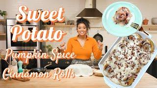 Sweet Potato Pumpkin Spice Cinnamon Rolls - Tee's Treats!