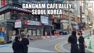 [4K]  Seoul Walks - Gangnam Station Cafe Street Food Alley Walking Tour | Seoul Korea