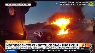 New video shows cement truck crash into pickup truck