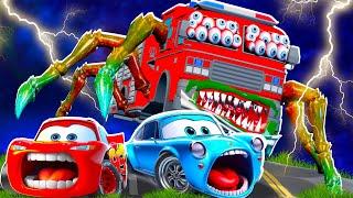 McQueen and Sally Escape the Terrifying Fire Truck eye eater in BeamNG