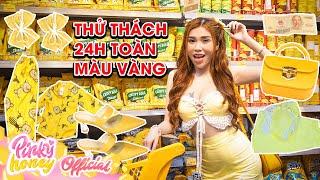 THỬ THÁCH 24H MÀU VÀNG | Ăn Hết Các Món Siêu Thị Hàn Quốc Màu Vàng | PINKY HONEY