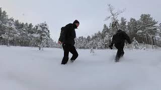 Winter hike in Kemeri National Park. There is a lot of snow