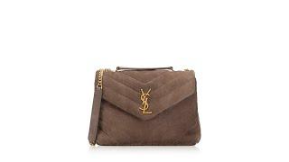 Saint Laurent Suede Y Quilted Monogram Loulou Small Shoulder Bag Brown