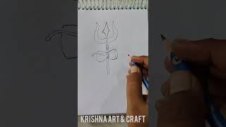 how to draw easy cute Shiv trishul of Mahadev #shorts #ytshots