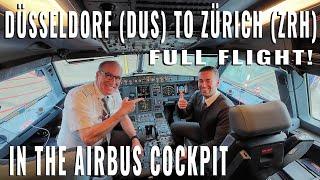 AIRBUS COCKPIT FULL FLIGHT! DÜSSELDORF  (DUS) TO ZÜRICH  (ZRH)  IN REALTIME! | 6 cameras!