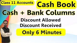 Discount Allowed and Discount Received | Double Column Cash Book with Cash and Bank Columns Class 11