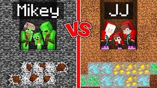 Mikey Family POOR vs JJ Family RICH MINE BATTLE in Minecraft - Maizen