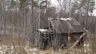 Restoration of an abandoned wooden house in the forest. Spending the night alone. Part 2