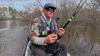 Kayak Fishing a FLOODED RIVER!! (Spring Fishing)