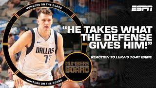 Luka just 'TAKES WHAT THE DEFENSE GIVES HIM!' 70 PTS vs. Hawks REACTION | Numbers on the Board