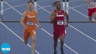 Alabama's Chris Robinson vs. Tennessee's Clement Ducos in the 400 hurdles at NCAA quarterfinals