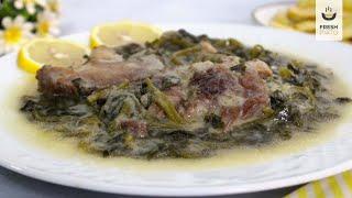 Pork with Celery and Avgolemono sauce / The Greek Pork Fricassee | Fresh Piato