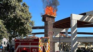 Bridge column catches fire at Loop 1604, I-10 construction site on Northwest Side