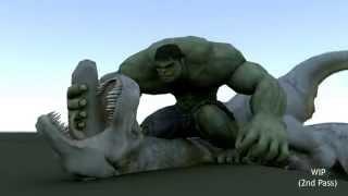 Hulk vs T-rex - Creature Seq WIP HD