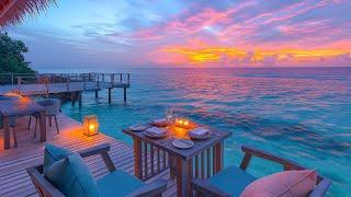 Peaceful Seaside with Soft Jazz at Sunset - Smooth Bossa Nova & Relaxing Waves for a Serene Dinner