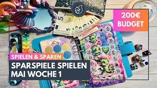 Sparspiele spielen mit 200€ Budget MAI Woche 1 ️  #budgeting #sparspiele #umschlagmethode